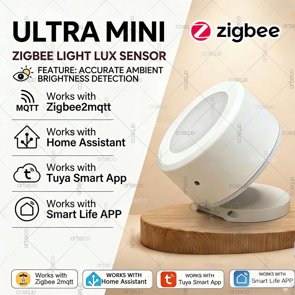 Smart Home Simple - อัลตร้ามินิ ซิกบีเซ็นเซอร์ตรวจจับแสง เครื่องตรวจจับความสว่าง ลักซ์ การตรวจสอบความสว่าง ระบบอัตโนมัติในบ้านอัจฉริยะ