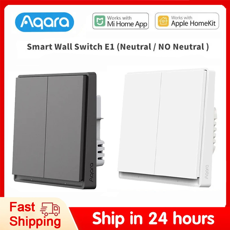 Smart Home Group - สวิตช์ไฟติดผนังอัจฉริยะ aqara ของแท้ E1สวิตช์ไฟไร้สาย ZigBee 3.0ไม่มี/มีสายไฟกลางสำหรับ