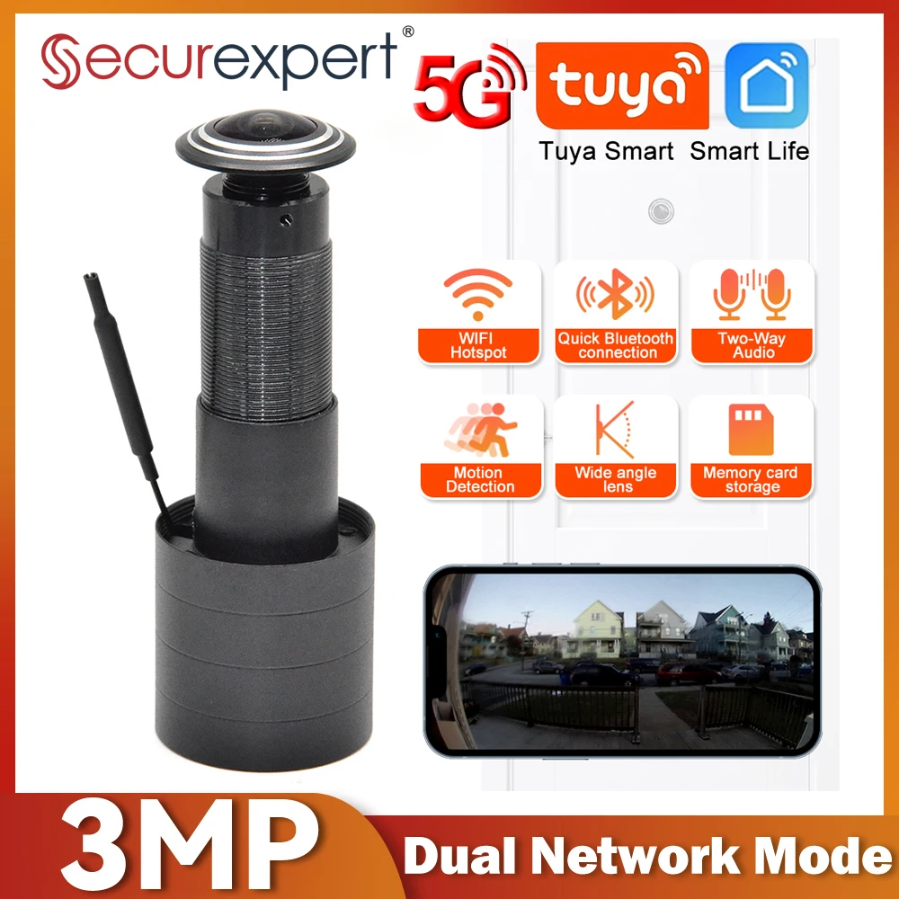 Smart Home Ezviz - กล้องดูผ่านประตู 3MP HD 2.4G/5G WiFi พร้อมระบบตรวจจับความเคลื่อนไหวและเสียงสองทาง,
