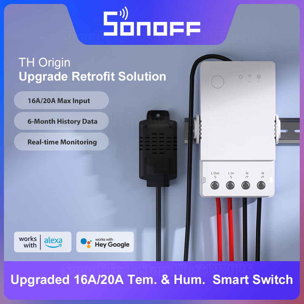 Smart Home Setup - SONOFF TH แหล่งกําเนิดสินค้า 16A/20A สมาร์ทอุณหภูมิความชื้นสวิทช์การตรวจสอบ Wi-Fi