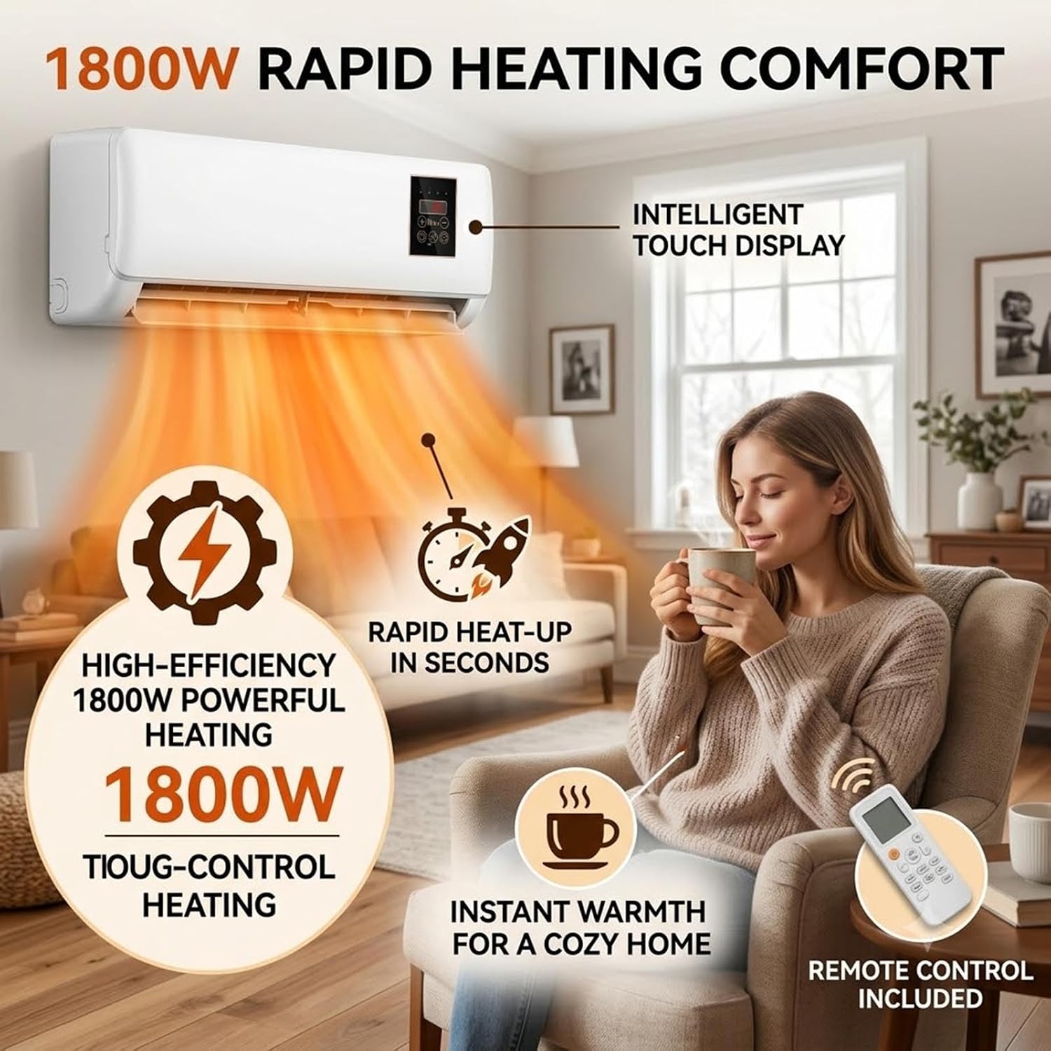 Smart Bathroom Fan - เครื่องปรับอากาศติดผนัง 2 in 1 แบบมินิ พร้อมระบบทำความเย็นและทำความร้อน,