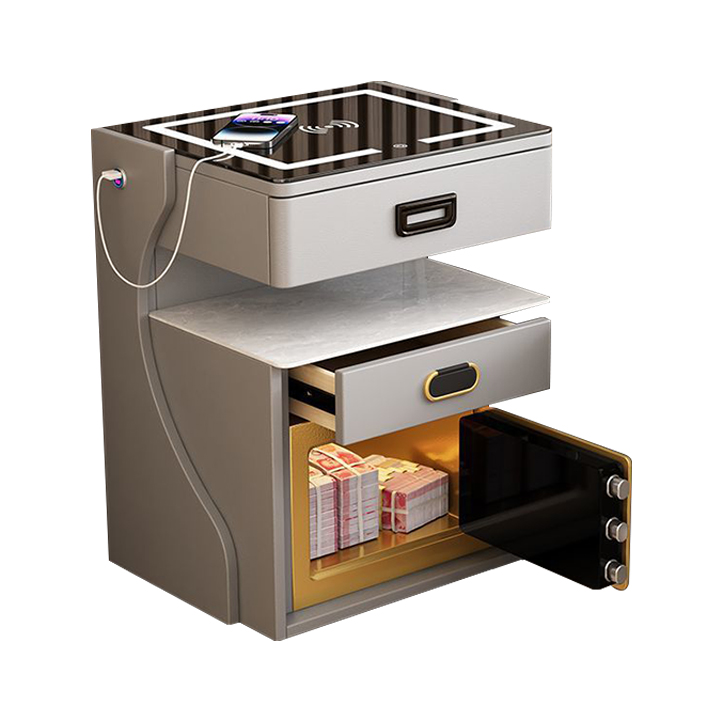 Smart Home Simple - โต๊ะข้างเตียงอเนกประสงค์อัจฉริยะ - โต๊ะข้างเตียงพร้อมตู้เซฟในตัว ดีไซน์เรียบหรูสำหรับบ้าน