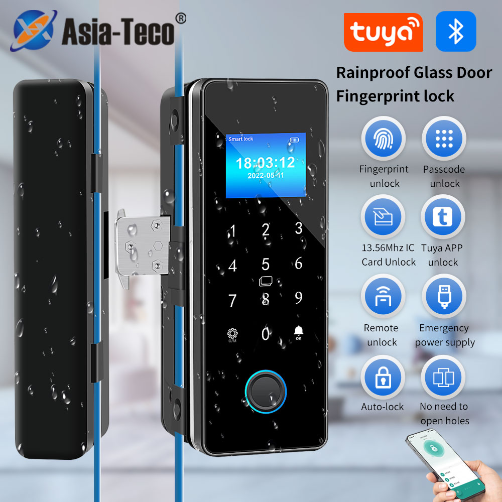 Smart Home Ezviz - IP54ล็อคขอบแบบอิเล็กทรอนิกส์ด้วยลายนิ้วมือประตูล็อคอัจฉริยะบลูทูธกันน้ำสำหรับประตูกระจกรองรับรีโมทคอนโทรลแอปปลดล็อค