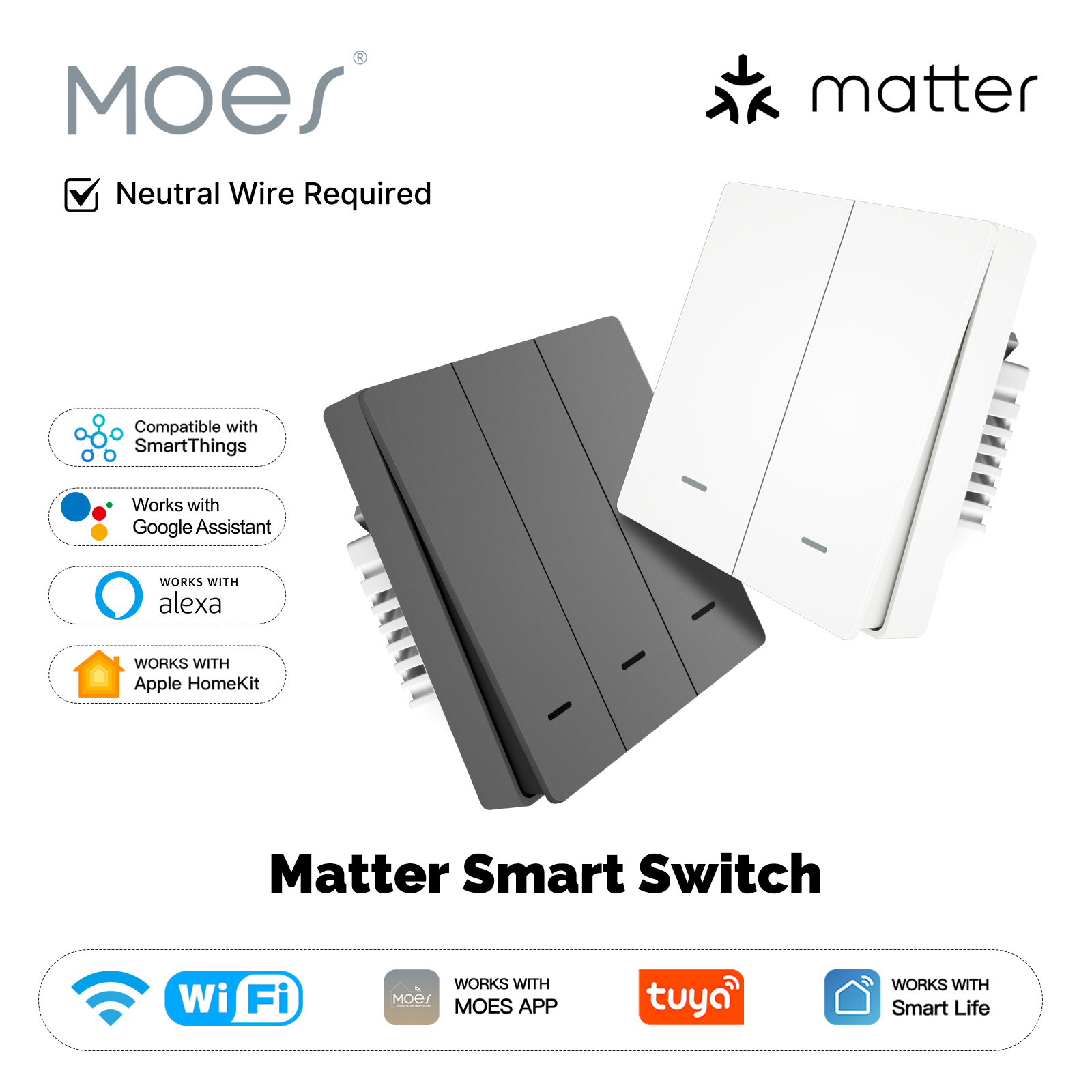 Smart Home Remote - MOES Matter Tuya WiFi สมาร์ทปุ่มสวิทช์ EU