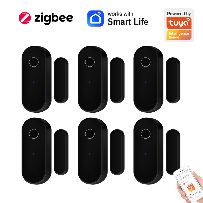 Smart Home Setup - Tuya สมาร์ท Zigbee เซ็นเซอร์ประตูประตูหน้าต่างเปิดปิดเครื่องตรวจจับสีดํา Smart Home