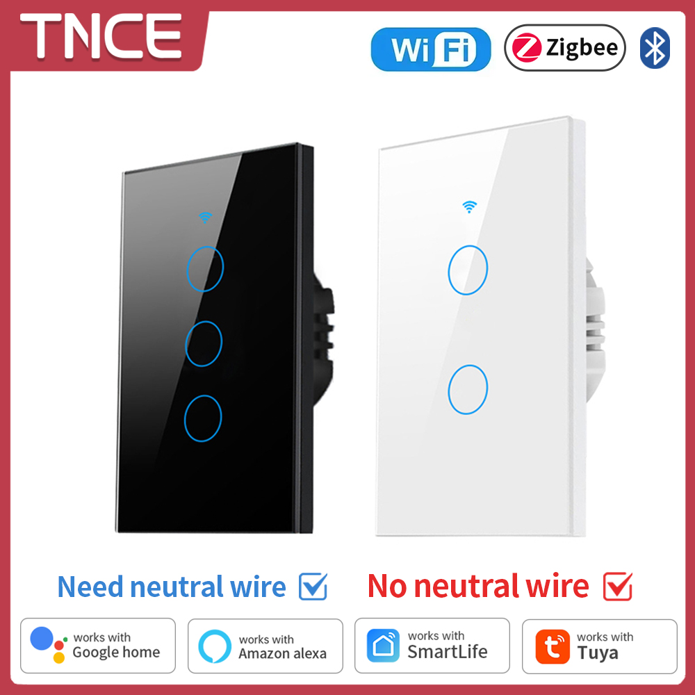 Smart Home Yale - Tnce Tuya สวิตช์ไฟอัจฉริยะ wifi/zigbee, สายกลาง/ไม่มีลวดกลางต้องมีสวิตช์สัมผัสติดผนังทำงานร่วมกับ Alexa,