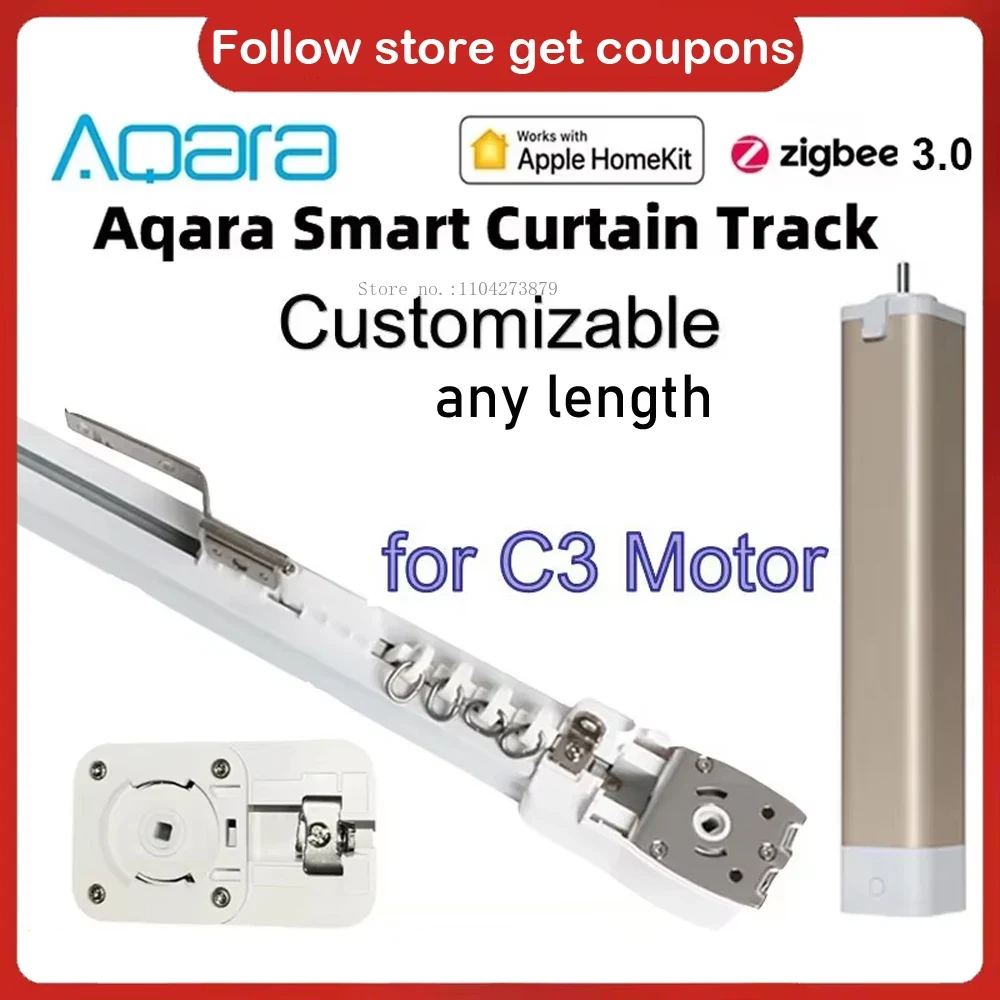 Smart Home Group - Aqaraสมาร์ทผ้าม่านติดตามไฟฟ้าCornice Rail RodสําหรับC3 มอเตอร์Zigbee 3.0 บ้านอัตโนมัติผ้าม่านระบบควบคุมHomekit