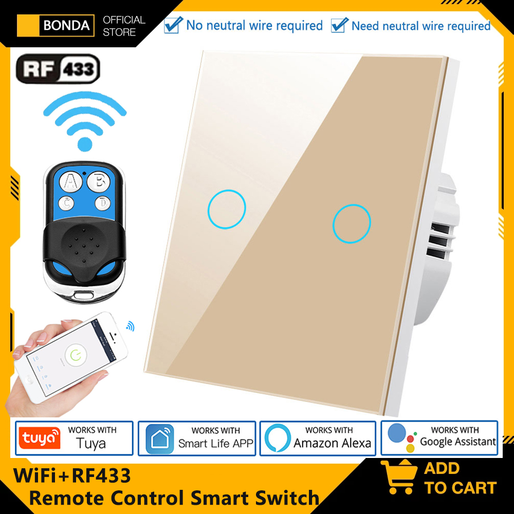 Smart Home Remote - Tuya EU WiFi + RF433 สมาร์ทรีโมทคอนโทรลสวิทช์ไม่จําเป็นต้องใช้สายไฟ