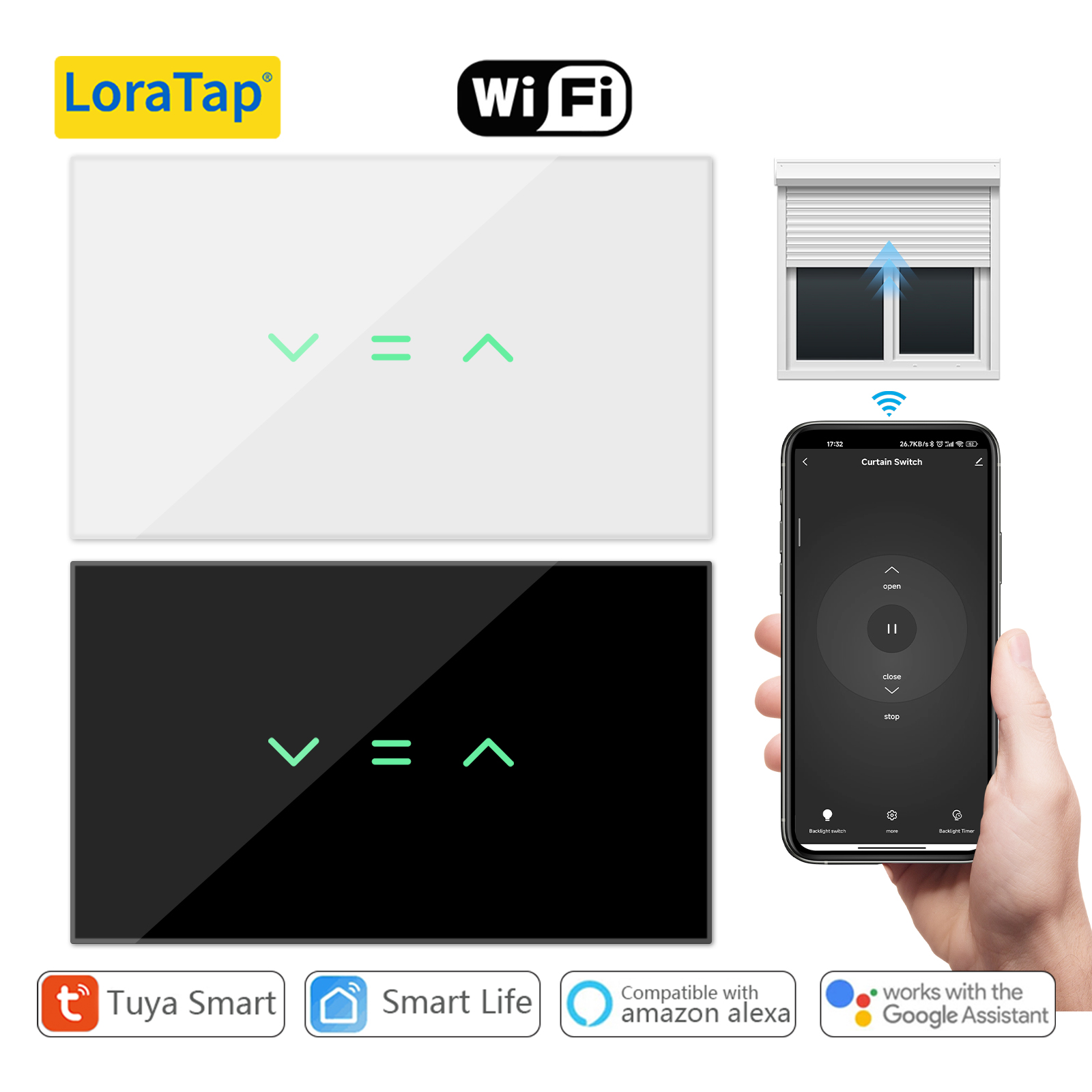 LoraTap US ผ้าม่านผ้าม่านลูกกล - Universal Remote Smart Home บทวิจารณ์และราคา