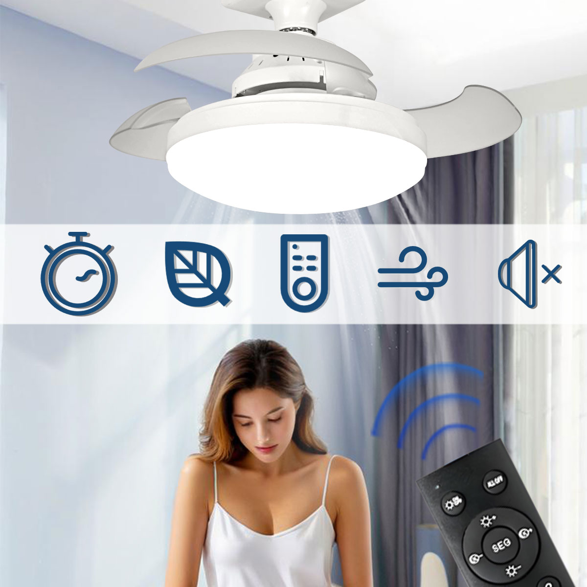 ไฟพัดลมเพดาน LED E27 ปรับความส - Smart Bathroom Fan บทวิจารณ์และราคา