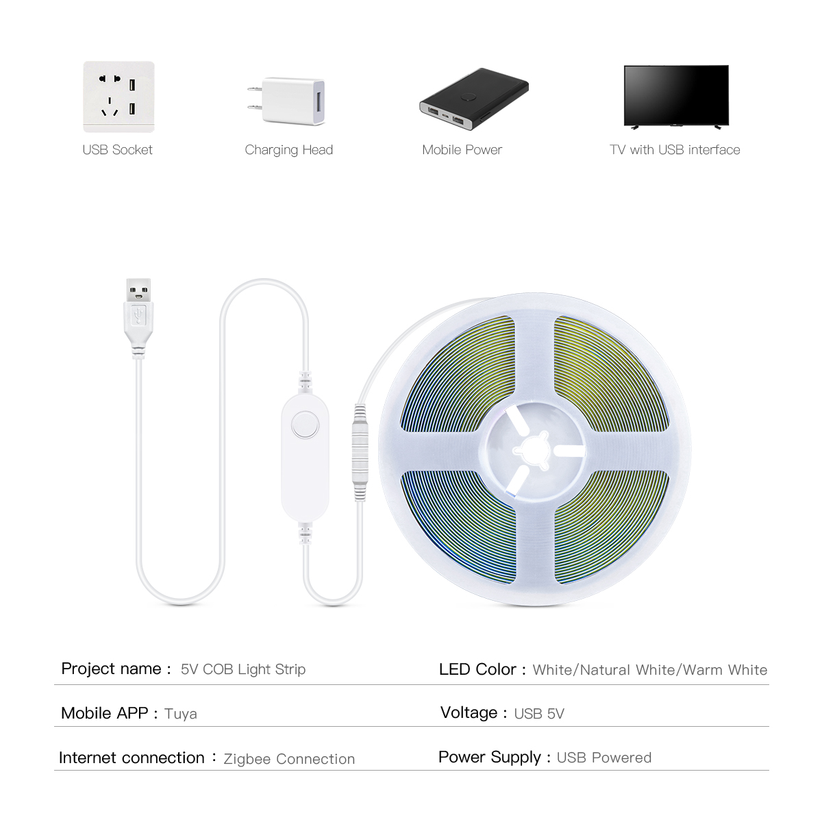 ZigBee cob แถบไฟ LED สมาร์ท Tu - Smart Home Yellow บทวิจารณ์และราคา