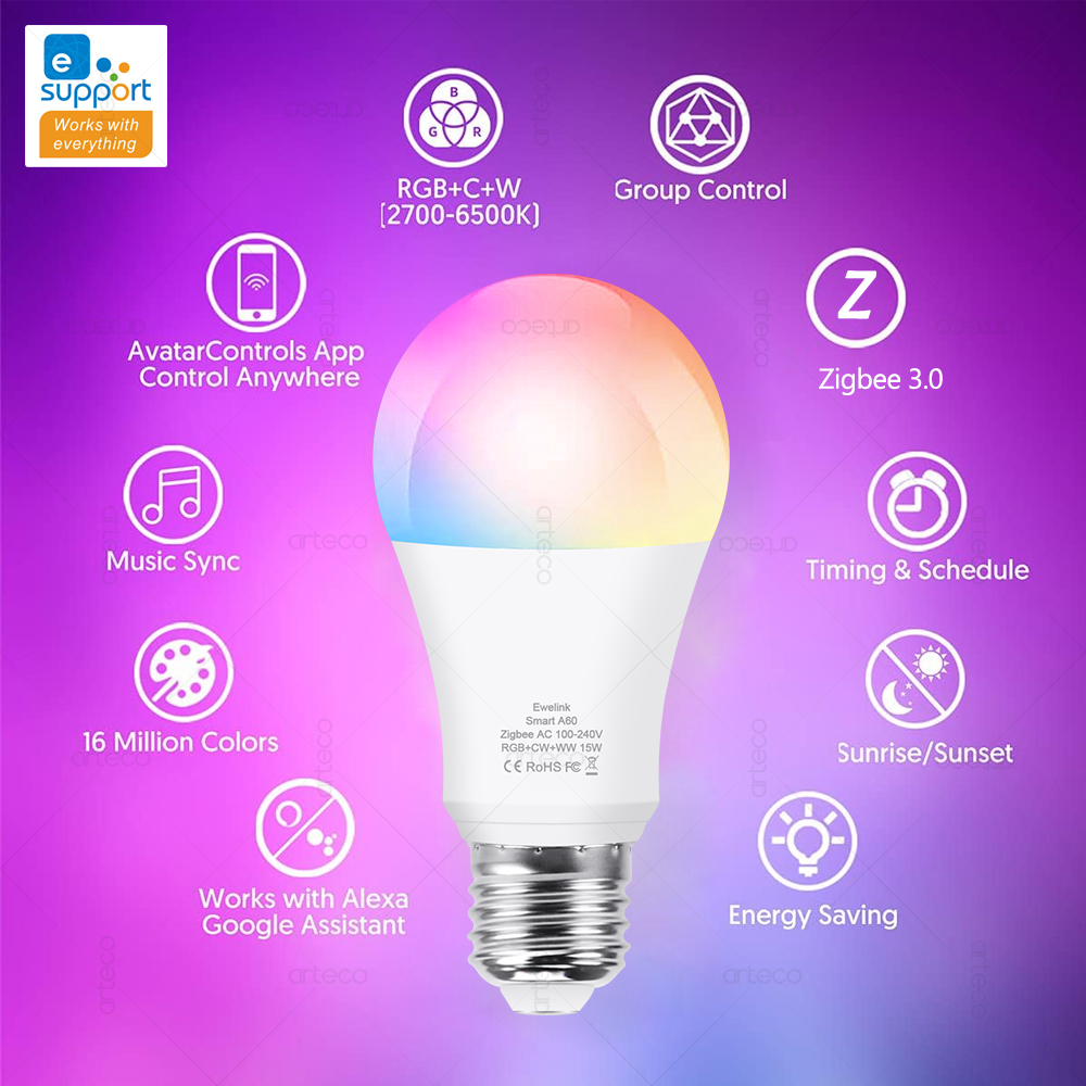 15W 18W E27 Zigbee สมาร์ทหลอดไ - Smart Home Yellow บทวิจารณ์และราคา